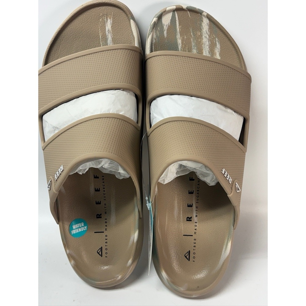 REEF Oasis Double Up Sandals CJ6241 Mens Fossil Birch Slides Size 13